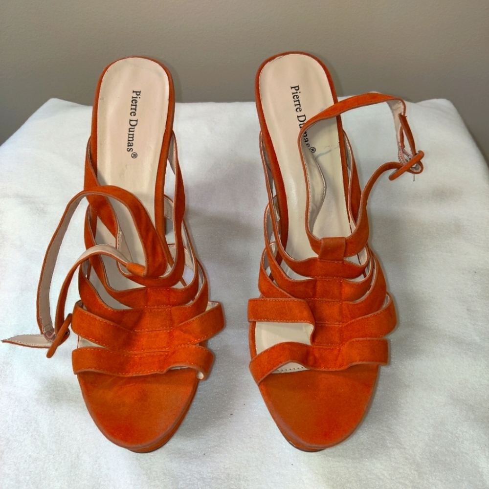 Pierre Dumas Orange suede strappy